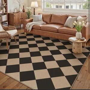 5x7 Checkered Easy Jute Area Rug for Living Room
